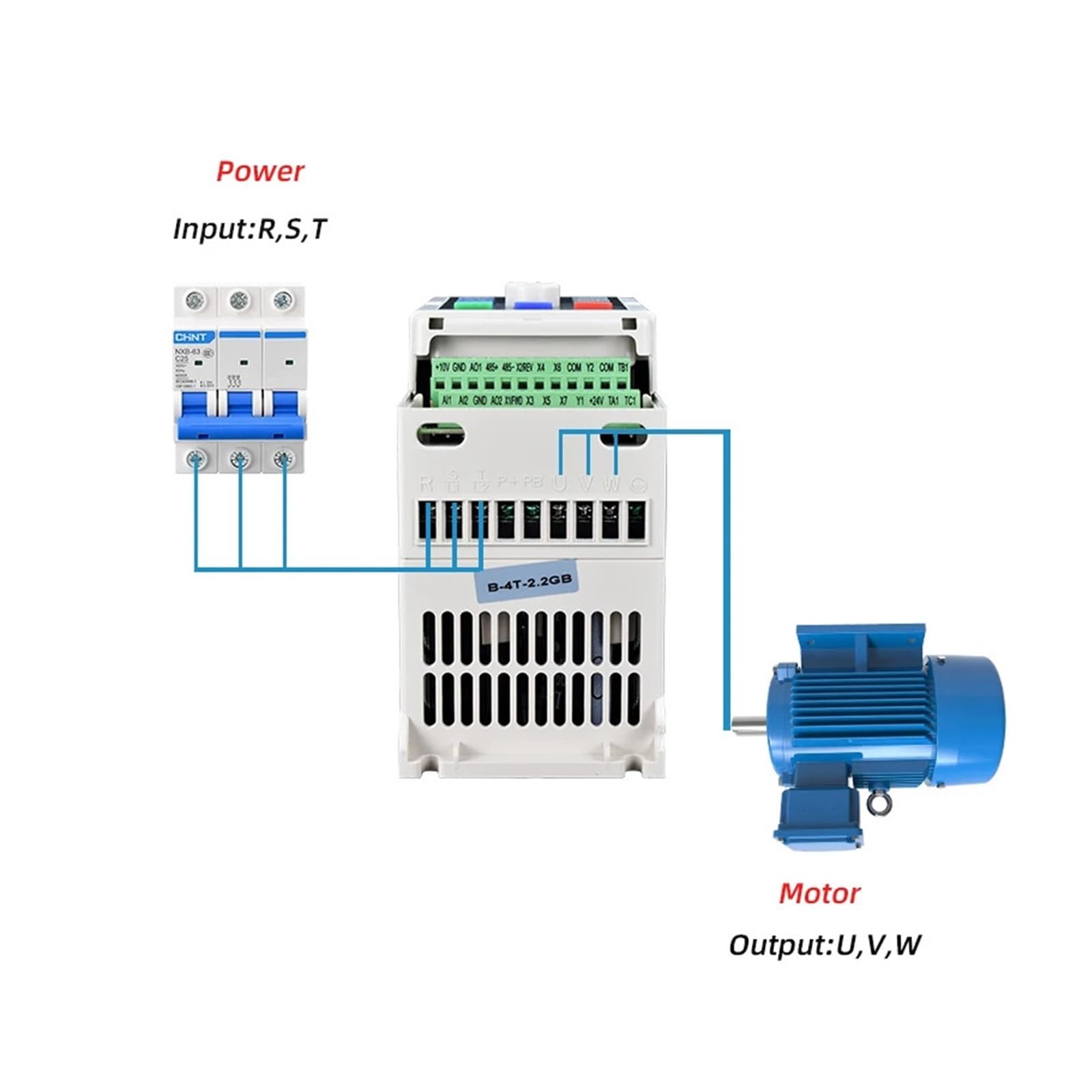 Inverter a frequenza variabile Solare VFD trifase 380 V con Uscita 0,75/1,5/2,2/3/4/5,5/7,5 KW per Il Controllo della velocità del Motore (2,2 KW)