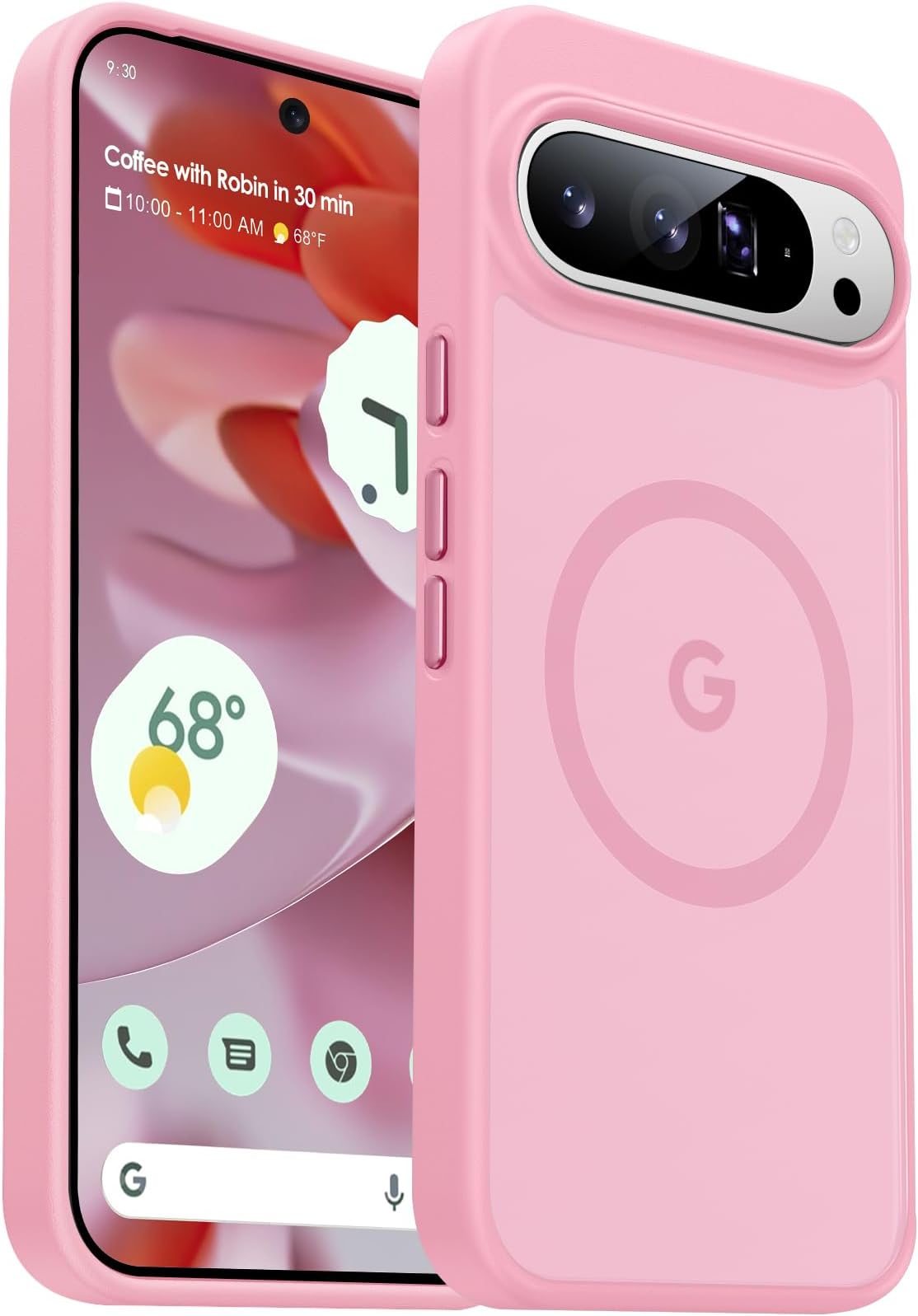 AOUIA for Google Pixel 9 Pro XL Case, [Anti-Fingerprint, Anti-Scratch], Military Drop Protection, Translucent Matte Case (M-Pink)
