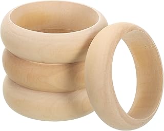 uxcell Wooden Bangle Bracelet, 4Pcs 85mm - Log Retro Macrame Rings, Unfinished Smooth Wood Circle, Wooden Rings for Crafts, Jewelry, DIY Making, Home Decor
