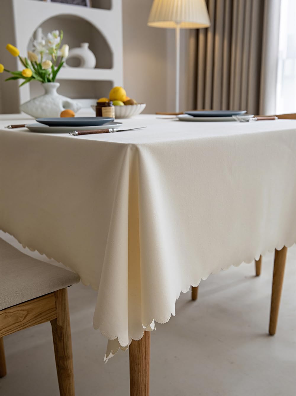 Fusehngre 51"x 94.5" Waterproof Rectangle Tablecloth Oil Spill Proof Wrinkle Resistant Table Cover Cotton 6-8 seats Table Cloth for Dining Kitchen