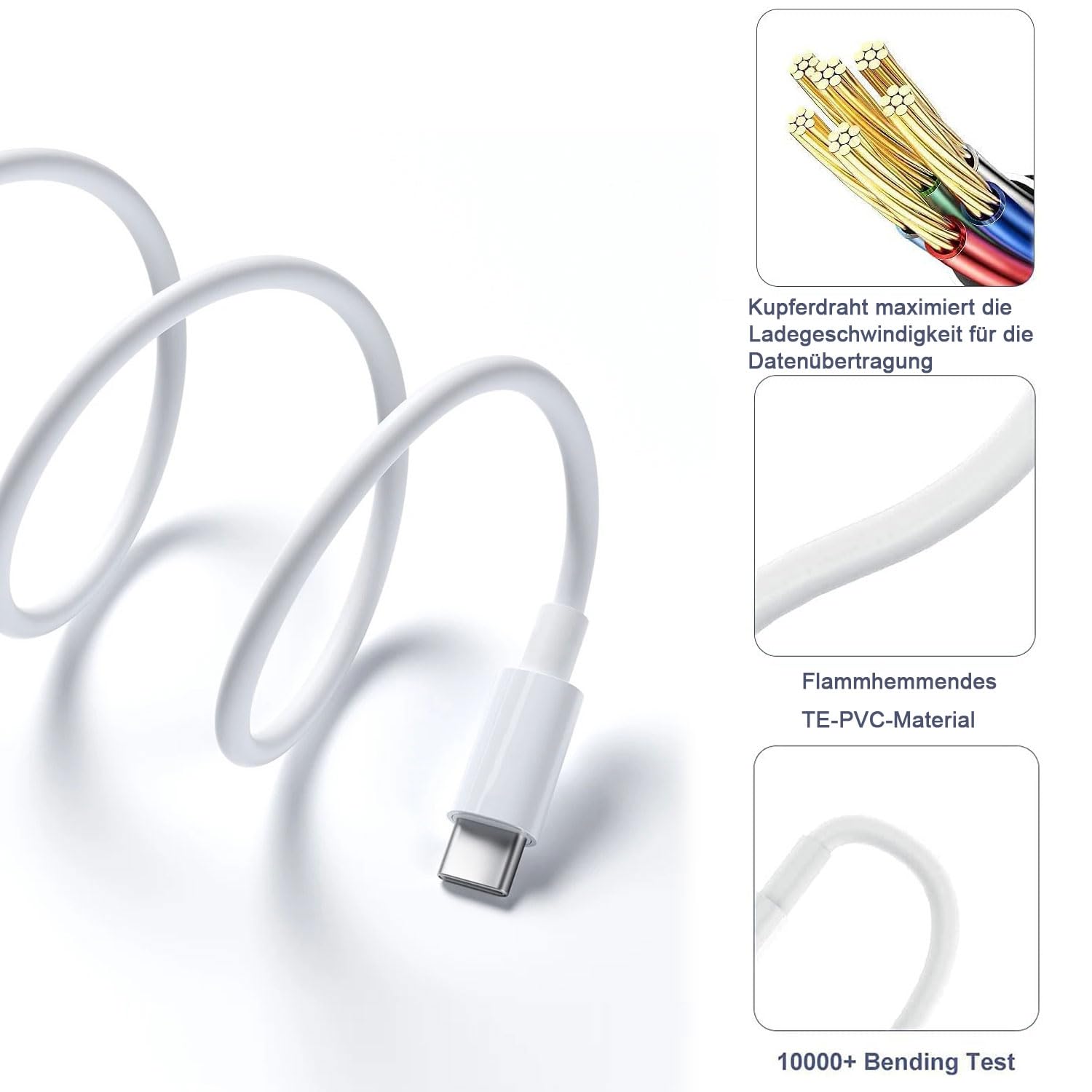 Cavo di ricarica auto CarPlay, da USB C a USB per iPhone 16, 16 Pro Max, 16 Plus, iPhone 15, 15 Pro Max, 15 Plus, AirPods (2nd Gen), AirPods 4, AirPods Max 2, IPad, cavo dati