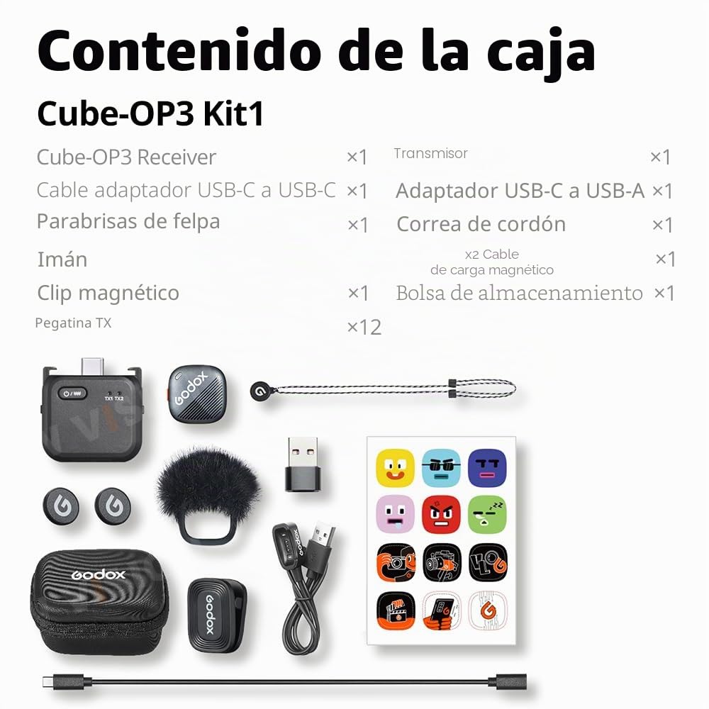 GODOX Cube-OP3 Wireless Lavalier Microphone for dji Osmo Pocket 3,Noise Cancellation, 10H Battery Life,Mini Wireless Mic for Camera/iPhone/Android, Vlog,Live Streaming