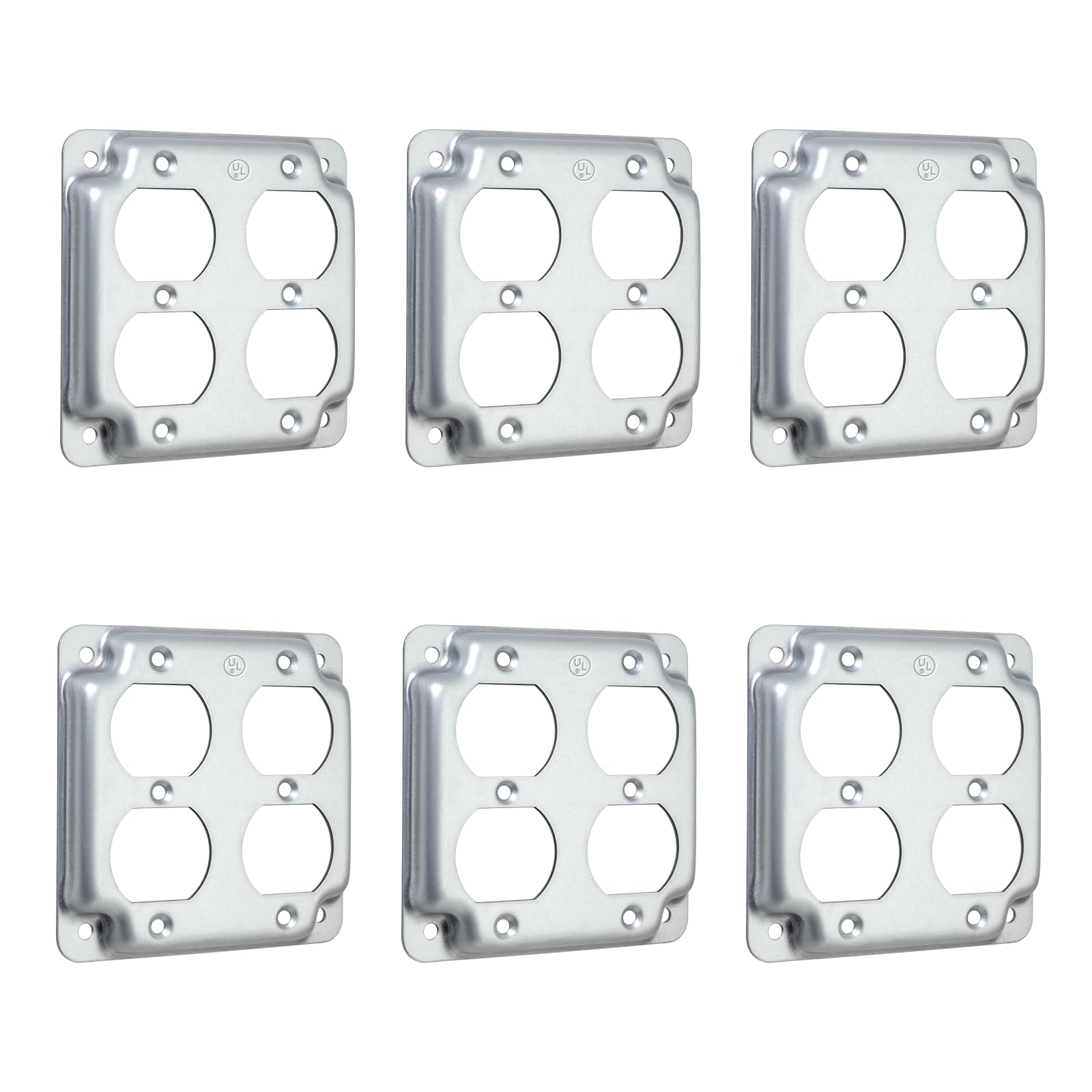Confezione da 6 coperture per scatola elettrica a 2 moduli, copertura di lavoro esposta per scatola di copertura di uscita da 10,2 x 10,2 cm, resistente alla corrosione
