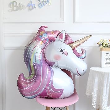 Unicorn Birthday Party Decorations, 2Pcs Large Rainbow Unicorn Foil Balloon | for Princess Themed Girls Birthday Baby Shower Wedding Party Decorations Supplies