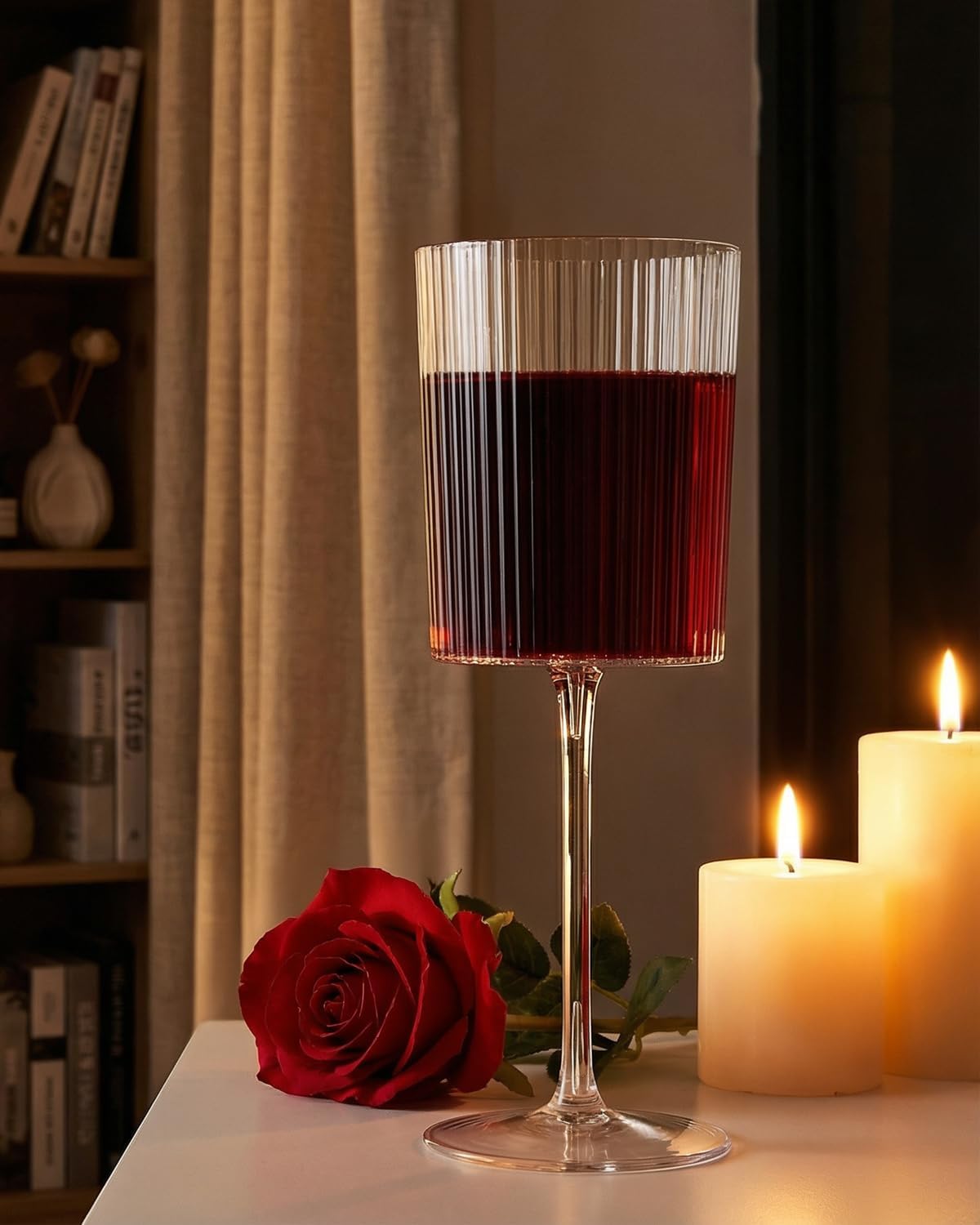 Ciaell 12 PCS Plastic Ribbed Wine Glasses - 14 OZ Plastic Square Wine Glasses with Stem - Disposable Champagne Cups for Parties & Weddings & Party & Valentine's Day - Image 8