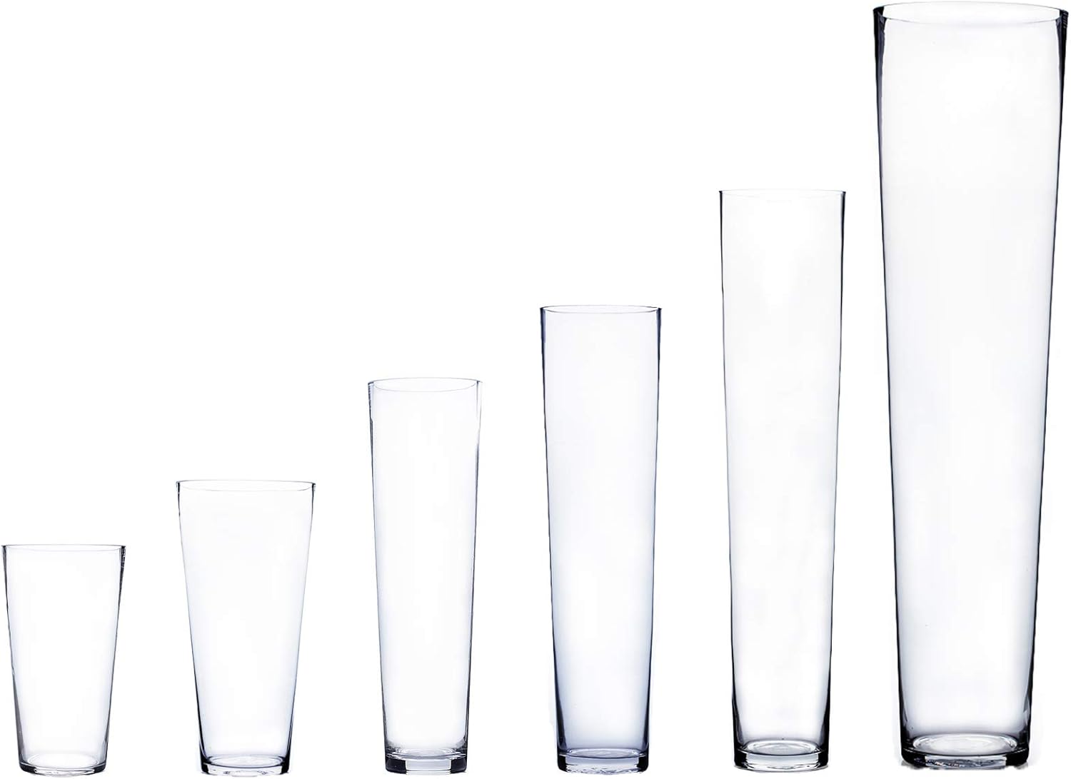 WGV Tapered Glass Vase, Width 5", Height 19", (Multiple Sizes Choices) Clear Taper Down Cylinder Floral Planter Tall Centerpiece for Wedding Event Home Decor, 1 Piece (VTC0519)