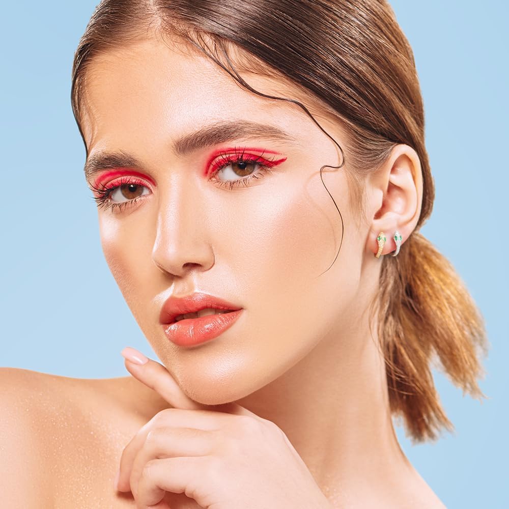 Women's Vintage Animal Crystal Dangle Earrings - Small Snake Shape Snake Earrings, Adorned with Zirconia - Gold Plated Hypoallergenic Jewelry, Suitable for Men and Women - Image 2