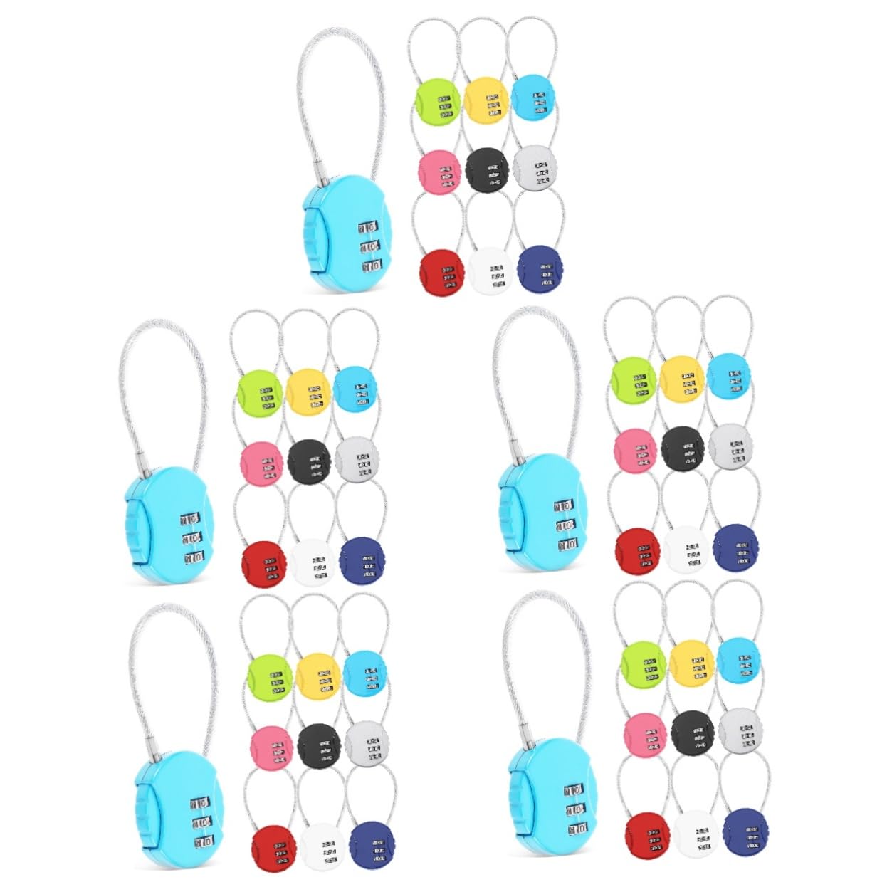 5 Set Valigie Con Codice Sicurezza Per Design Con Corda Colori Differenti 10 Pezzi * 5