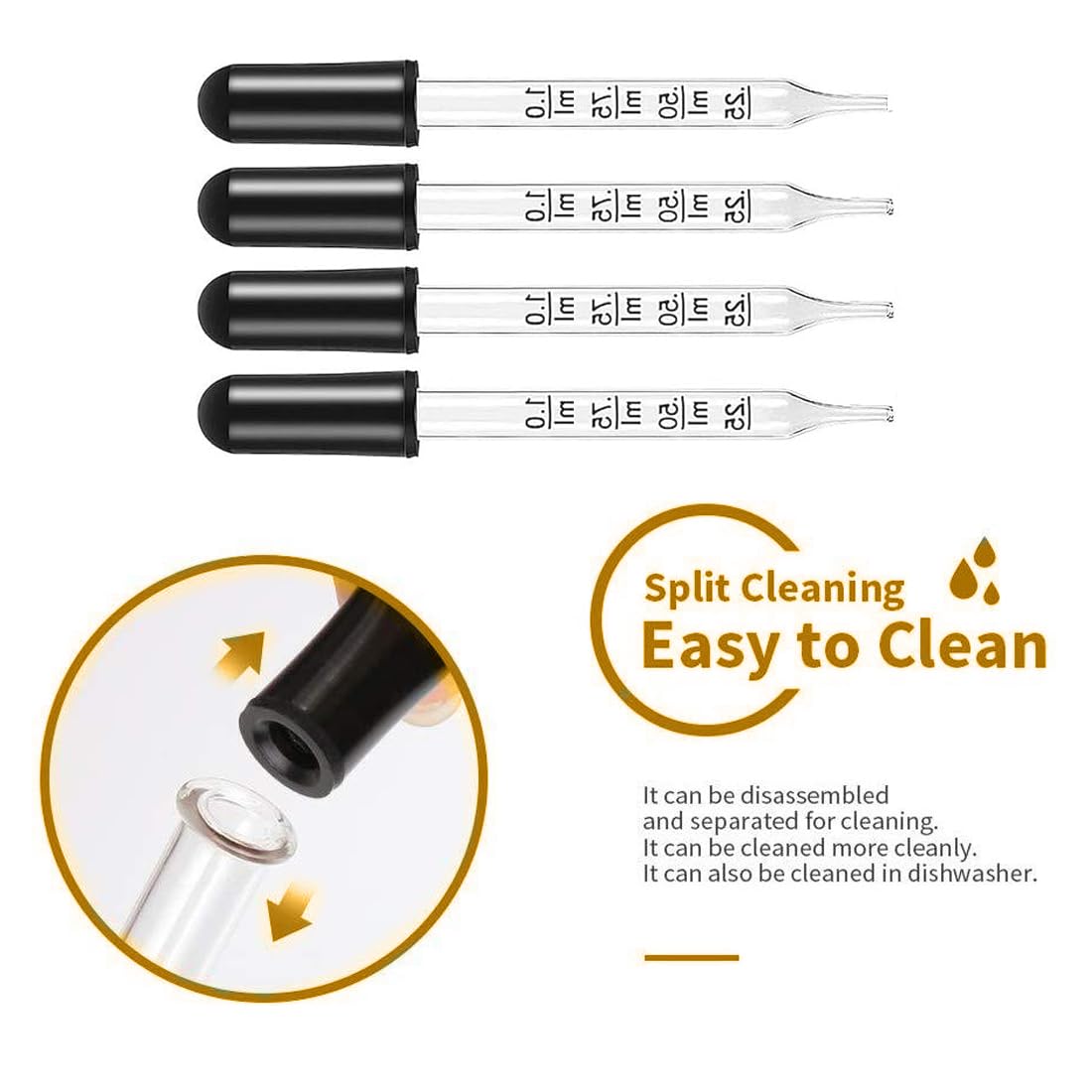 10 Pipettes En Verre Graduées 1ml - Compte-Gouttes Médicament, Huiles Essentielles