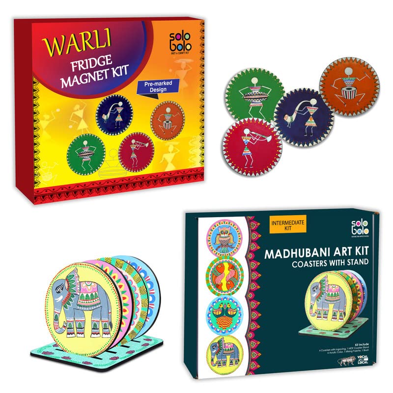 SOLOBOLO Diwali Gifts for Family| Combo DIY Kits for Adults and Kits|Pack of Madhubani Art Kit and Warli Fridge Magnet|Diwali Decoration Items (B0BG8Y3T5Y) Amazon Price History, Amazon Price Tracker