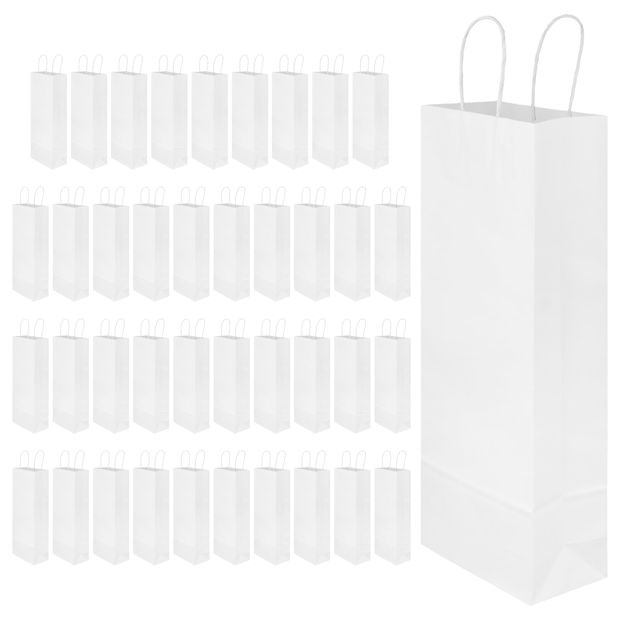 SOUJAP Paper Wine Bag with Handles, White, 38x15x8cm, for Shopping and Party, 40 Pack