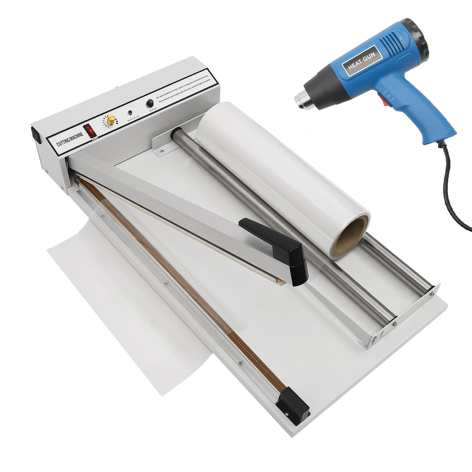 Macchina termoretraibile, termosaldatrice semiautomatica con pistola da 1500 W, temperatura regolabile, sigillatura di imballaggi commerciali per film in PP, PE, PVC e POF
