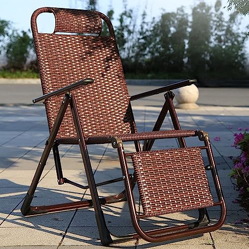 Chaise longue d'extérieur zero gravity pliable en rotin tressé taille L