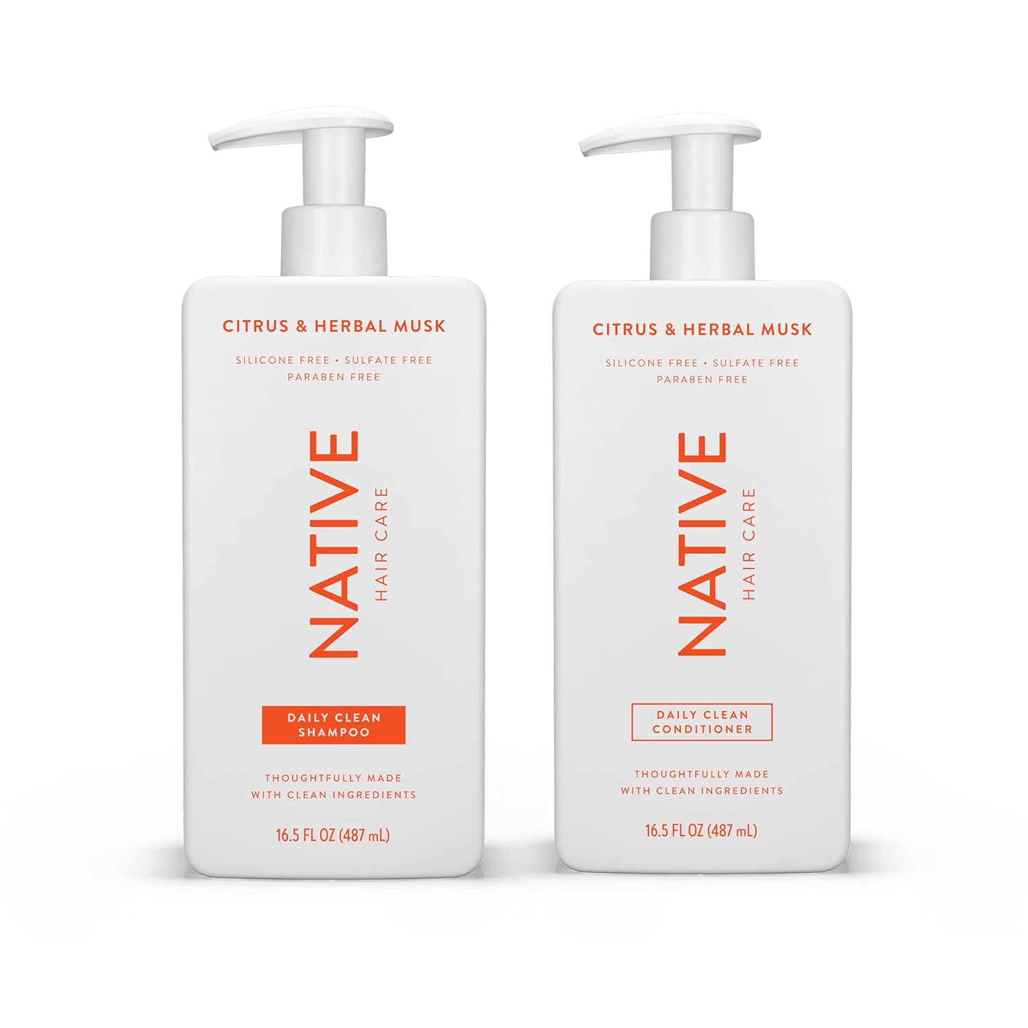 Native Shampoo and Conditioner contain Naturally Derived Ingredients | All Hair Types, Color & Treated, Fine to Dry Damaged | Sulfate & Dye Free | Citrus & Herbal Musk, 16.5 fl oz each (2 pack) Native Shampoo and Conditioner contain Naturally Derived Ingredients | All Hair Types, Color & Treated, Fine to Dry Damaged | Sulfate & Dye Free | Citrus & Herbal Musk, 16.5 fl oz each (2 pack)