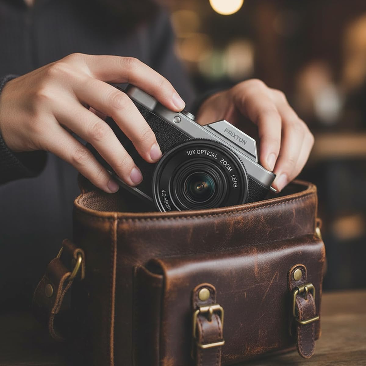 PRIXTON Cámara Digital Nomad DC950, WiFi, App Móvil, Pantalla IPS Resolución 4K 64MP, Estabilización EIS Anti-Shake, Zoom Óptico Real 10X, Autonomía 85 Minutos, Tarjeta SD hasta 256GB