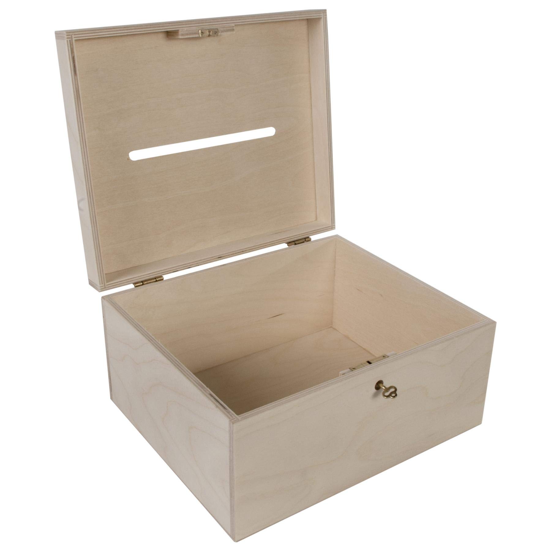 WooDeeDoo Wooden Wedding Card Box with Slot Hinged Lid and Lock – 29 x 25 x 15 cm – Personalised Keepsake Chest for Events Anniversaries or Custom Decoration