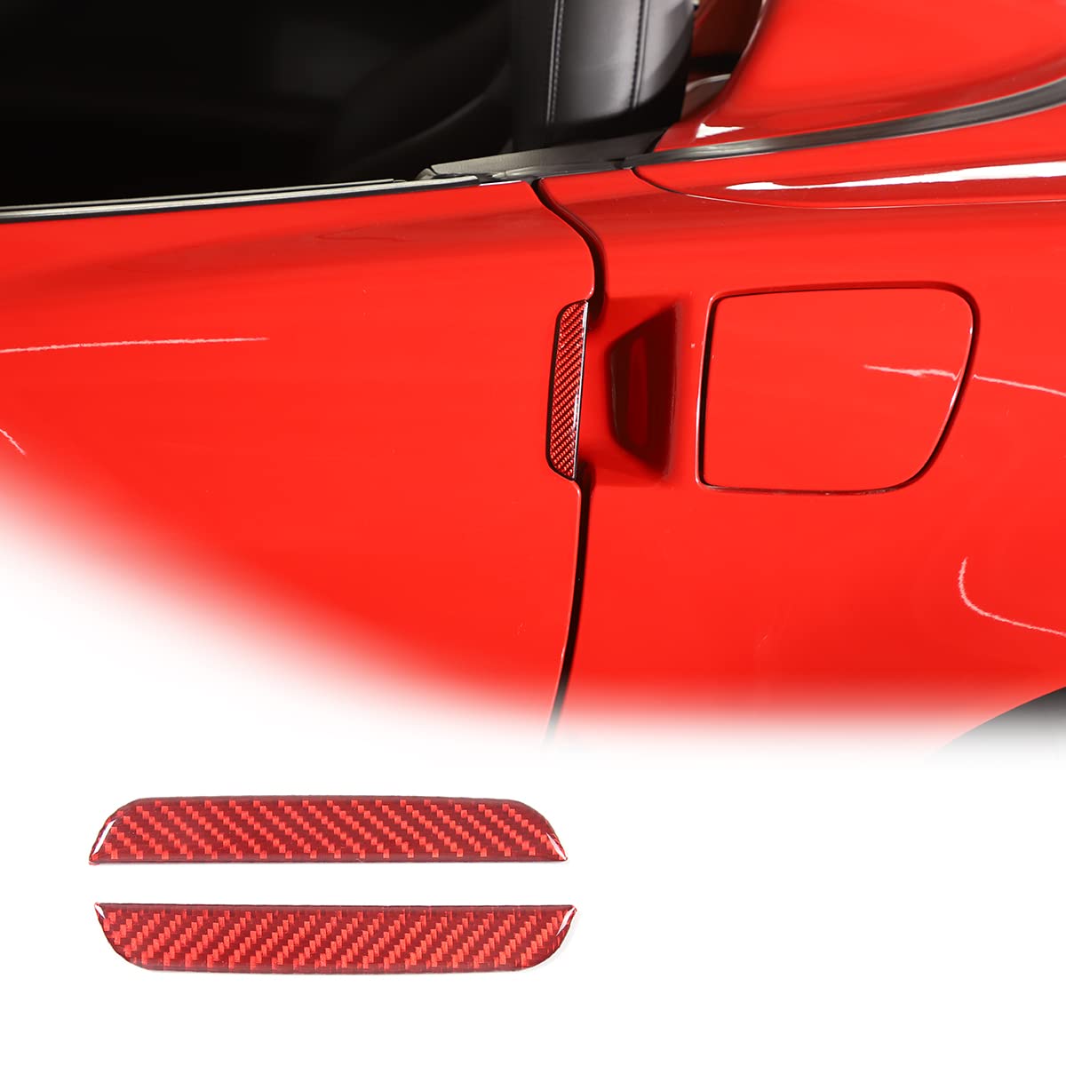 Soft Carbon Fiber Car Door Handle Sticker Compatible with Chevrolet Corvette C6 2005-2013 Outside Handle Sticker,Auto Door Handle Scratch Cover (Red)