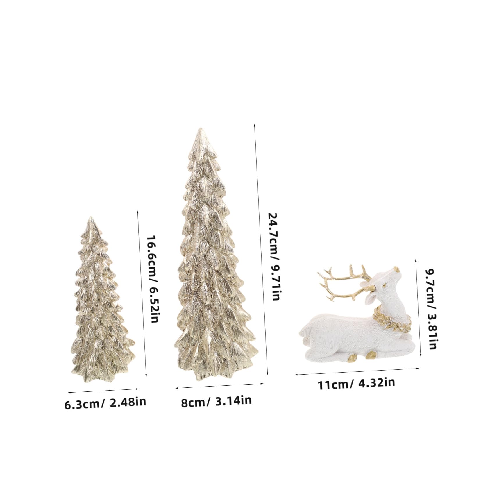 Healifty Decoraciones Navideñas Árbol y Reno de Resina Adornos de Mesa Miniatura para Centros de Mesa y Decoración de Fiestas para Repisa de Chimenea y Ambiente Festivo