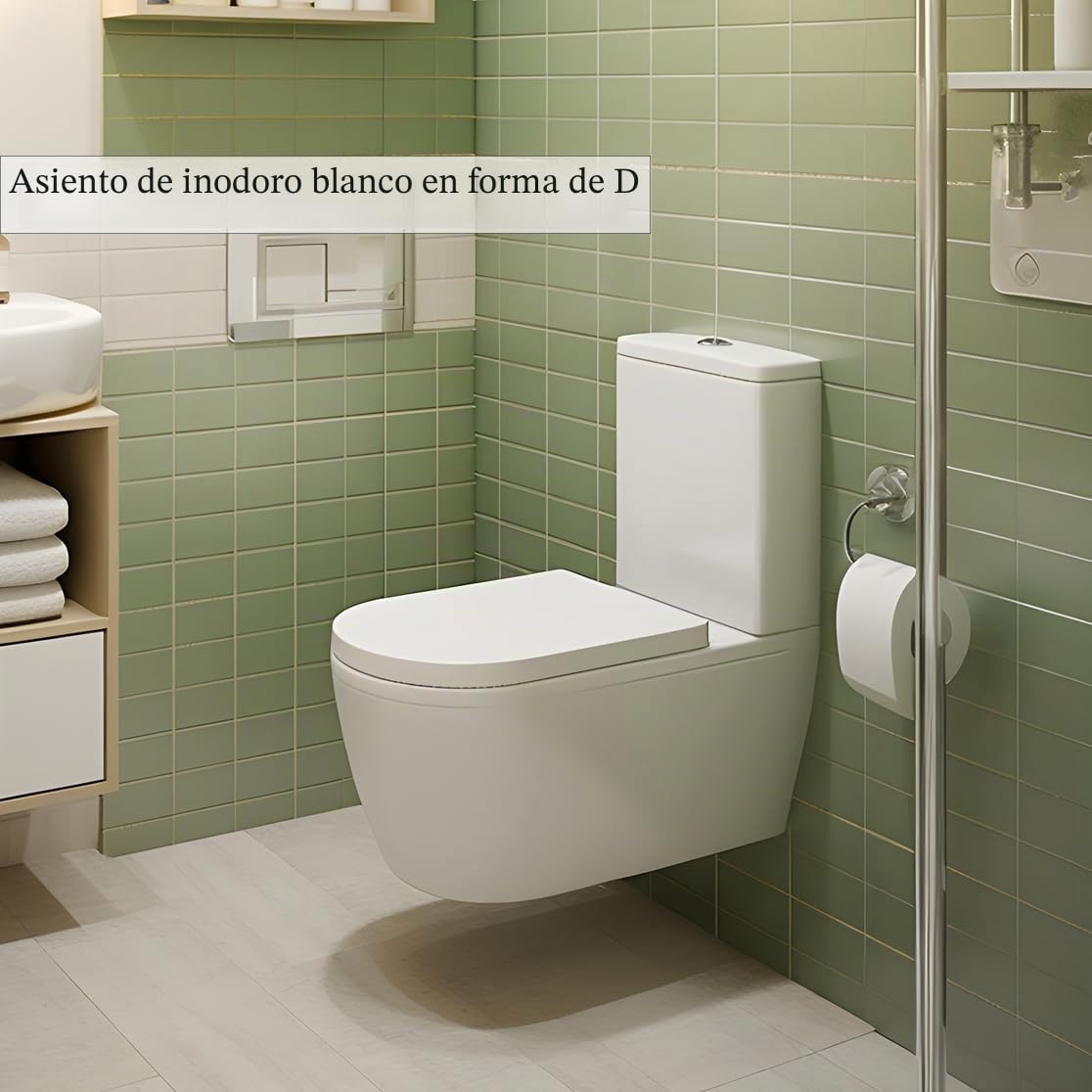 Asiento de inodoro en forma de D, asiento de inodoro blanco de cierre suave con bisagra ajustable de acero inoxidable, liberación rápida, fácil fijación superior, funda antibacteriana para baño