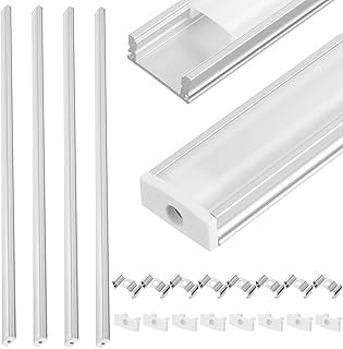 4セット シルバー字型アルミチャンネル システム ミルキーホワイトカバー付き ラインライト用 拡散カバー 簡単取付け 対応