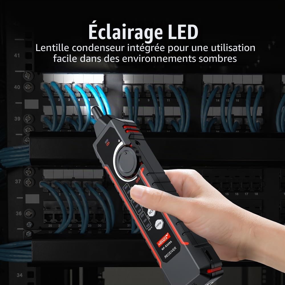 NOYAFA Testeur de câble réseau avancé NF-8209S avec PoE et NCV, test de longueur de câble, clignotement de port, modes de balayage anti-interférences multifonction, traqueur de fil