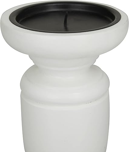 Miniatura 5 de Deco 79 Mango - Portavelas de pilar de madera torneada, juego de 3 10 pulgadas, 8 pulgadas, 6 pulgadas de alto, blanco