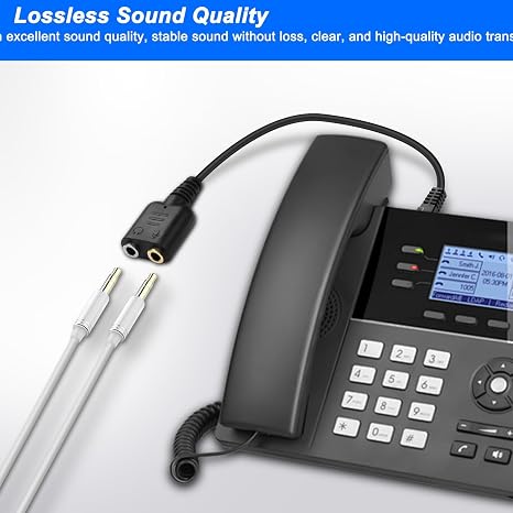 XMSJSIY RJ9 to 3.5mm Headsets Adapter Telephone Phones MIC Audio Splitter