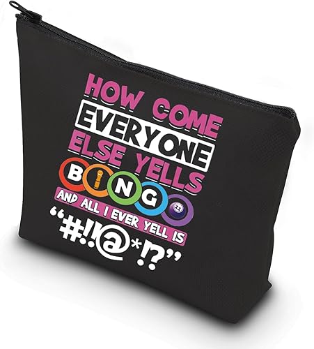 Miniatura 1 de WCGXKO Bolsa de regalo divertida para jugadores de bingo, bolsa de maquillaje con cremallera para amantes de los juegos de bingo de la suerte, Cómo