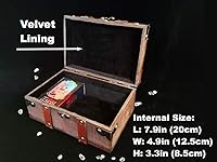 Vista 5 de Cofre de madera y cuero de 8.3 pulgadas con forro de terciopelo, caja de madera de pentáculo con grabado de pentagrama, suministros Wiccan