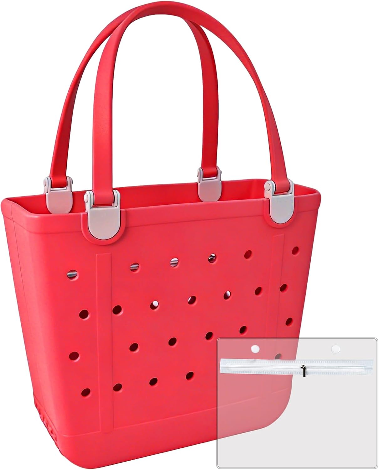 Medium Beach Bag, Waterproof Rubber Beach Bag, Washable Open Tote Bag Durable Tote Travel Bags for Outdoor Sport