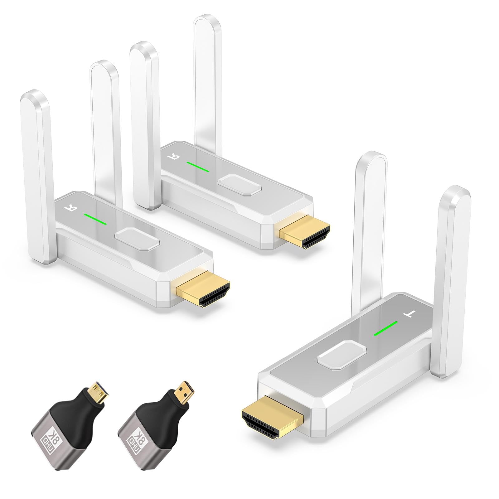 Wireless HDMI Transmitter & 2 Receiver, 500FT/150M, 4k Decode 1080p Output, Plug & Play Portable 2.4g/5g Dual Antenna, for Streaming Video and Audio to Monitor from Laptop/Pc/Tv Box/Projector