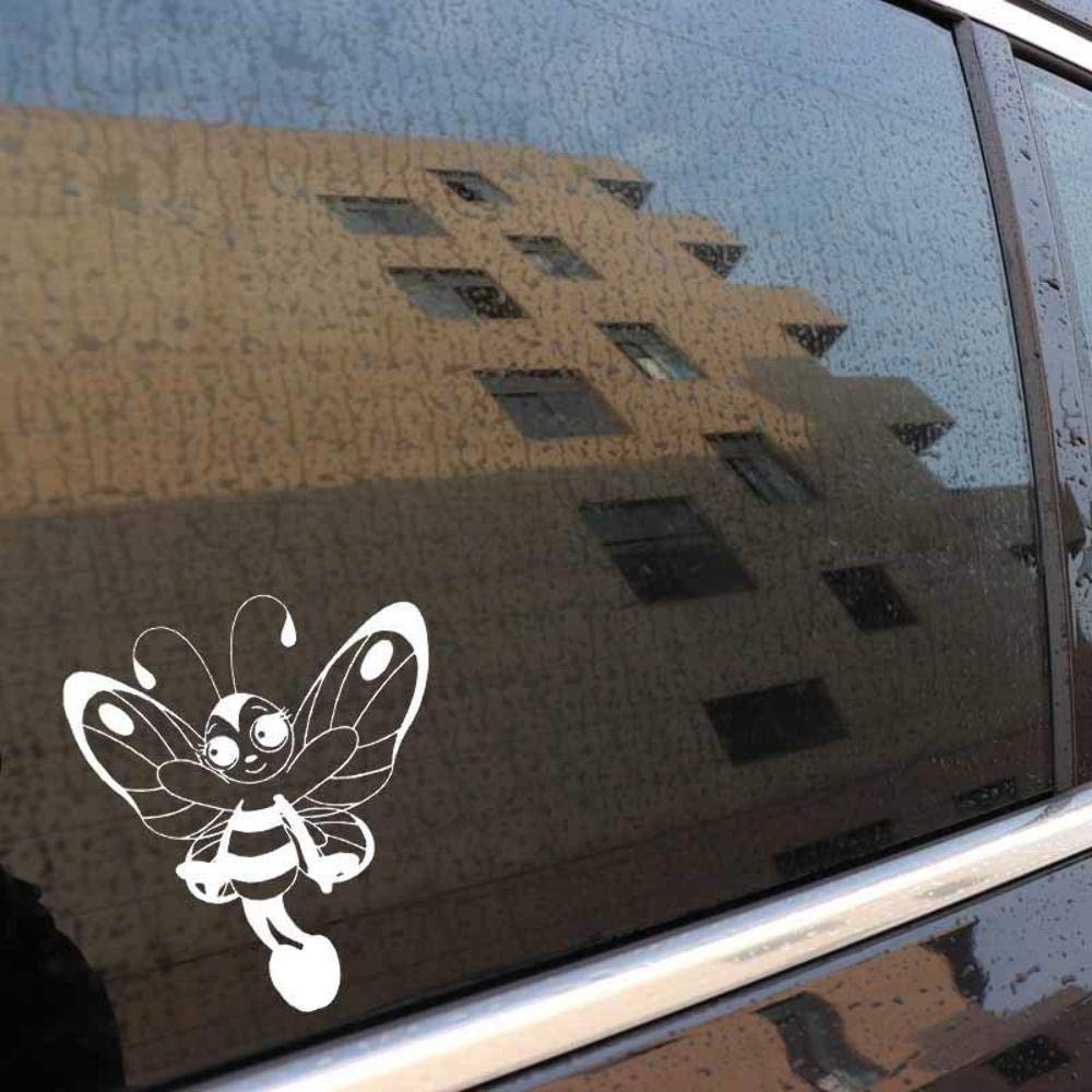 Handmade By Stukk Girls White Cute Butterfly Bee Fairy Fun Window Bumper Vinyl Jdm Sticker 17.8Cmx 19.8Cm