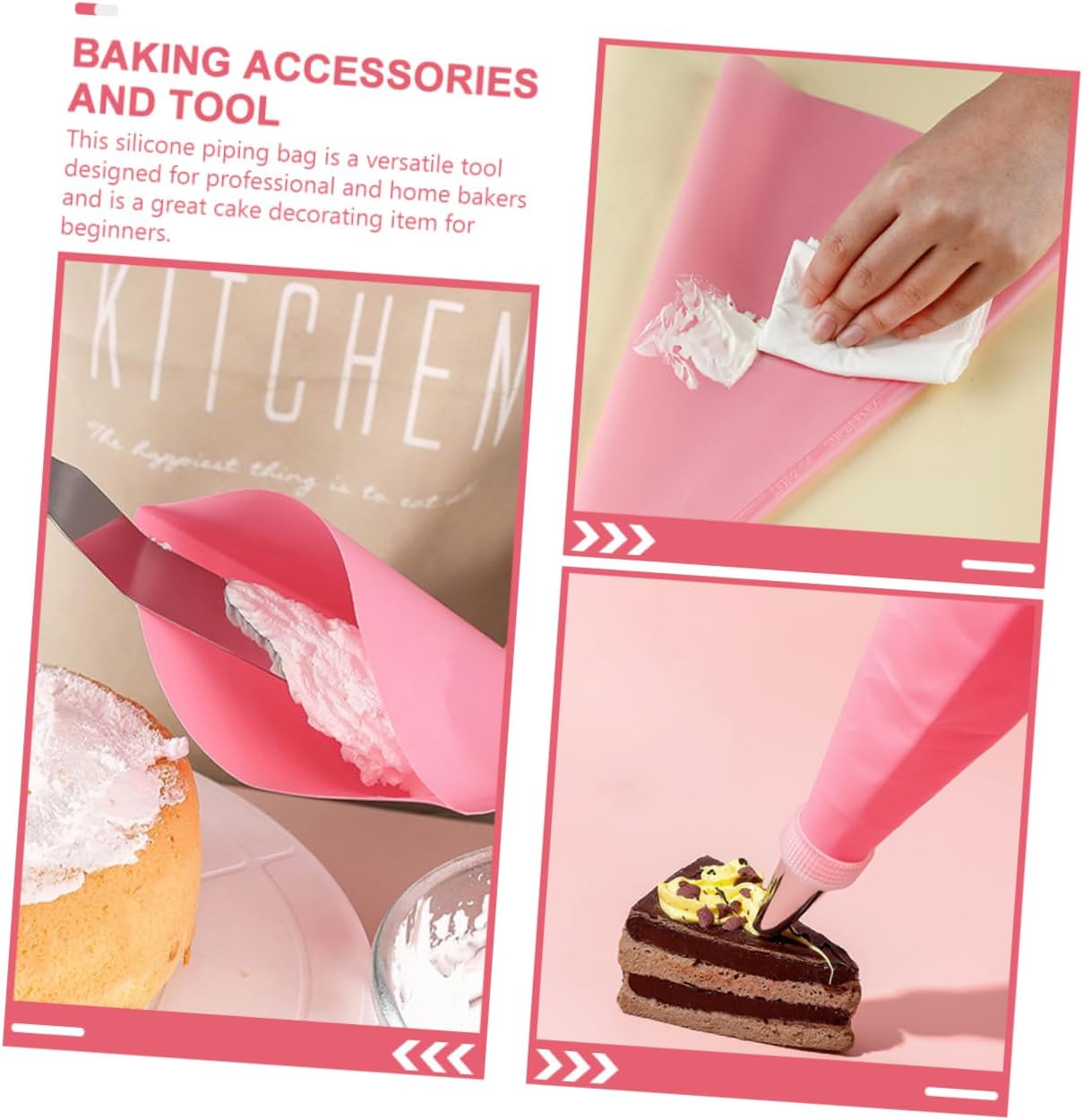 3pcs Pink Silicone Pastry Bags Xmas Halloween Season for Cake Decorating