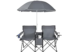 Goplus Double Camping Chair with Umbrella for Couples