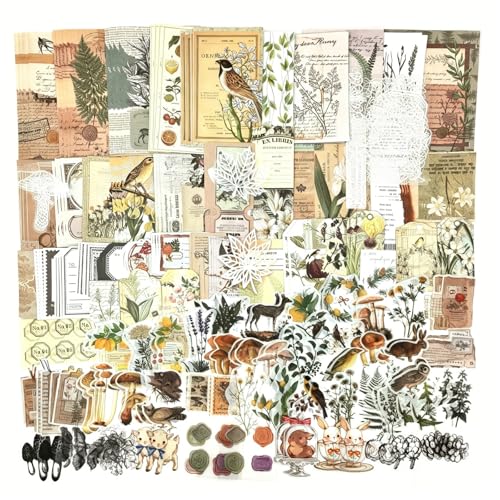 Autocollants vintage lot de 260 stickers plantes et oiseaux pour scrapbooking et journal