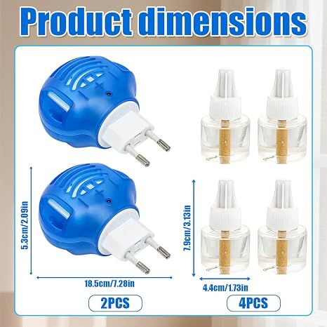 6PCS Mosquito Repellent Plug in, Lasting Mosquito Plug, Plug-in Insect Killer for up to 60 Nights per Refill, Includes 2 Diffuser and 4 Refill for Home&Travel Rapid Kills Mosquito, Midges on Contact