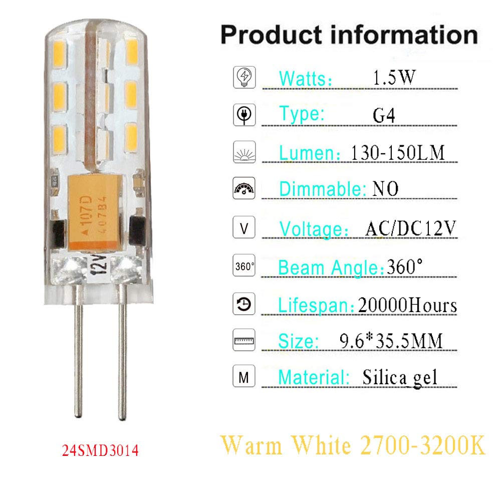 1Pack Set G4 24 SMD LED Warm White 130-150LM Mini Corn Light Bulb Lamps 1 5 Watt AC — view 3