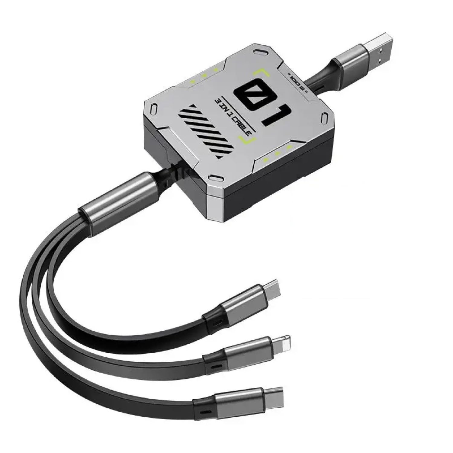 Sounce 100W / 6A Speed Fast Charging USB 3.0 Cable 4 Ft / 1.2m to 3-in-1 Long Charging Cord with Type C + Micro USB + Lightning Connector 480 Mbps Data Transfer for Laptop, Tablets, Smartphones & More