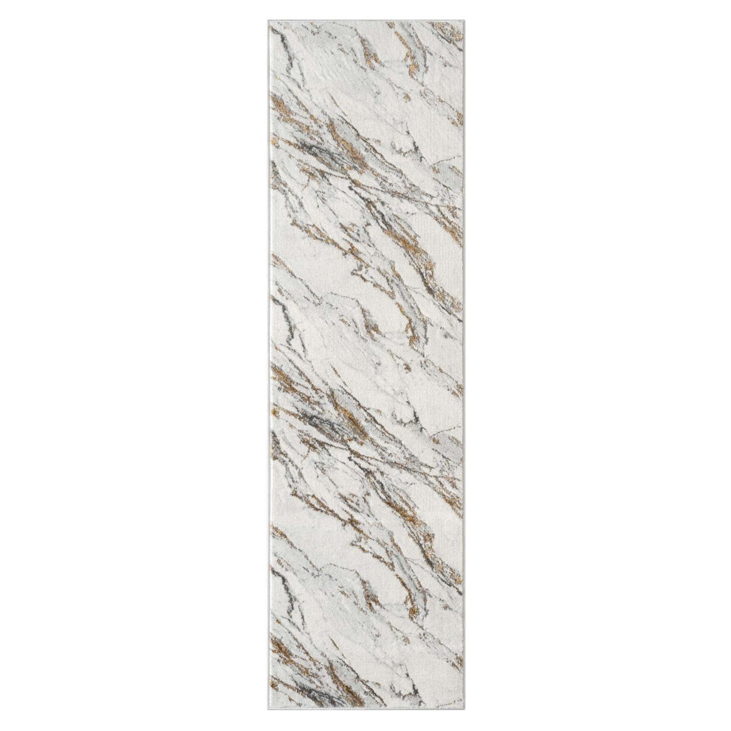 LUXE WEAVERS Marble Abstract Ivory 2x7 Area Rug