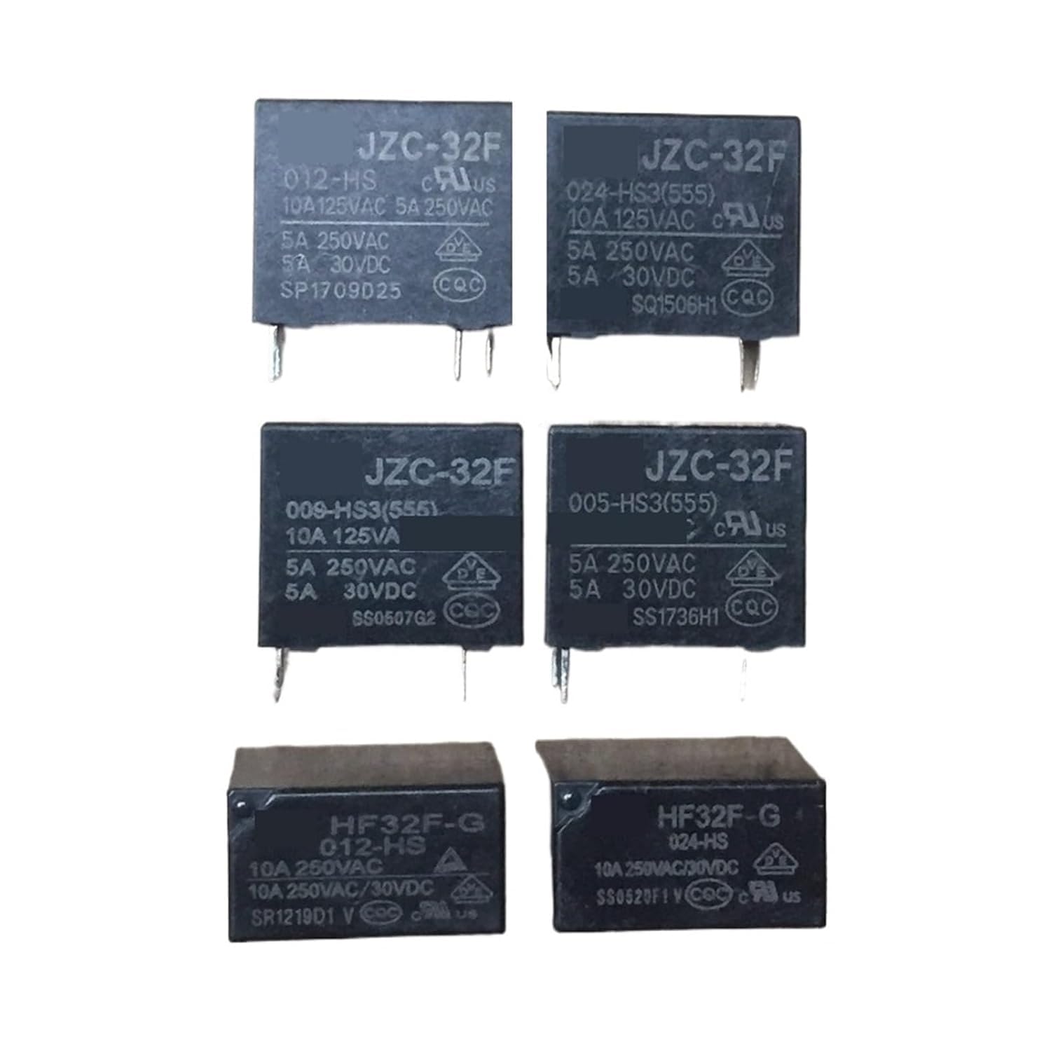 NWPNLXEA 10PCS Power relays JZC-32F-012-HS 5A 250VAC 4PIN