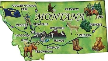 Montana Acrylic State Map Refrigerator Magnet | Approximate Size 3 inch x 1.75 inch