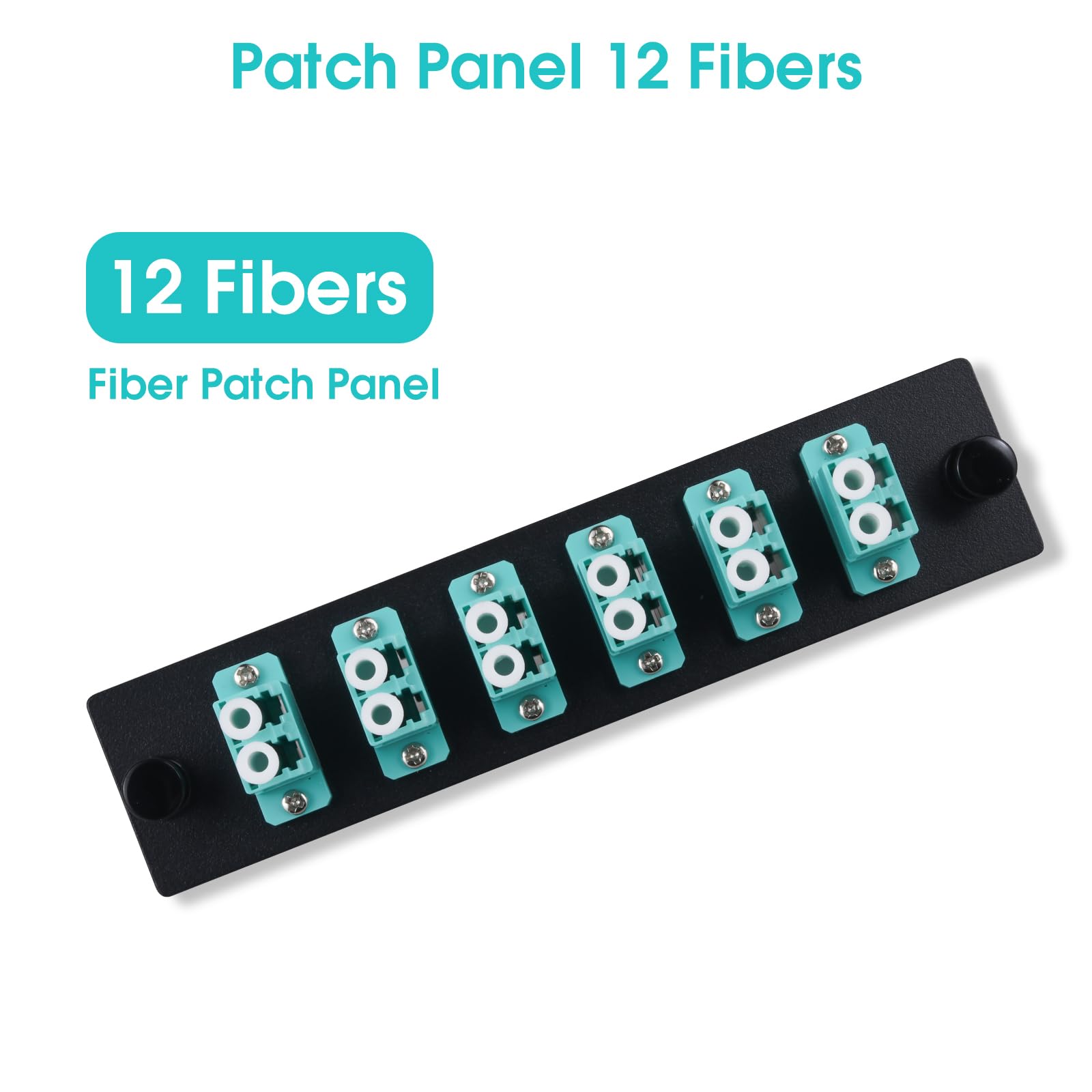 Lot de 2 panneaux de brassage en fibre duplex LC/OM3 avec adaptateurs LC duplex multimode bleu turquoise, 12 ports fibre