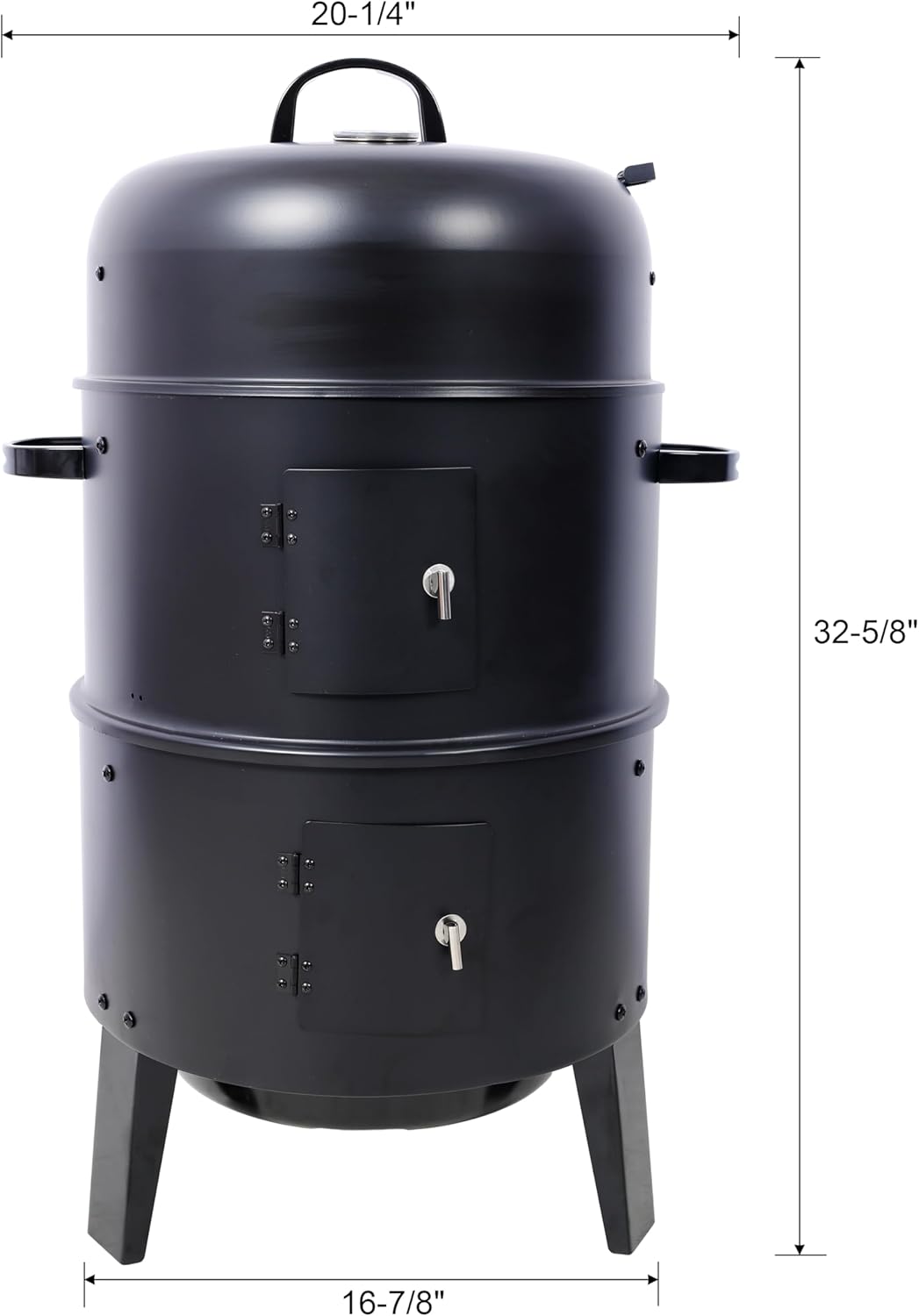 Charcoal Smoker Grill Wood Smoker Grills Outdoor Cooking 16 Inch Vertical Smoker Portable BBQ Grill for Camping, Black