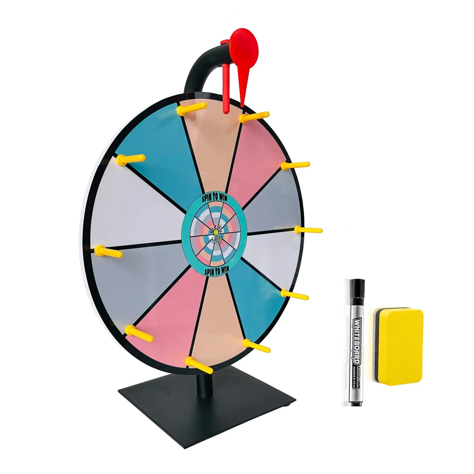 12 inch Prize Wheel-Spinning with Stand, 10 Slots Color Tabletop Roulette Spinner, Spinning Prize Wheel, Heavy Duty Base, Easy Assembly, Include
