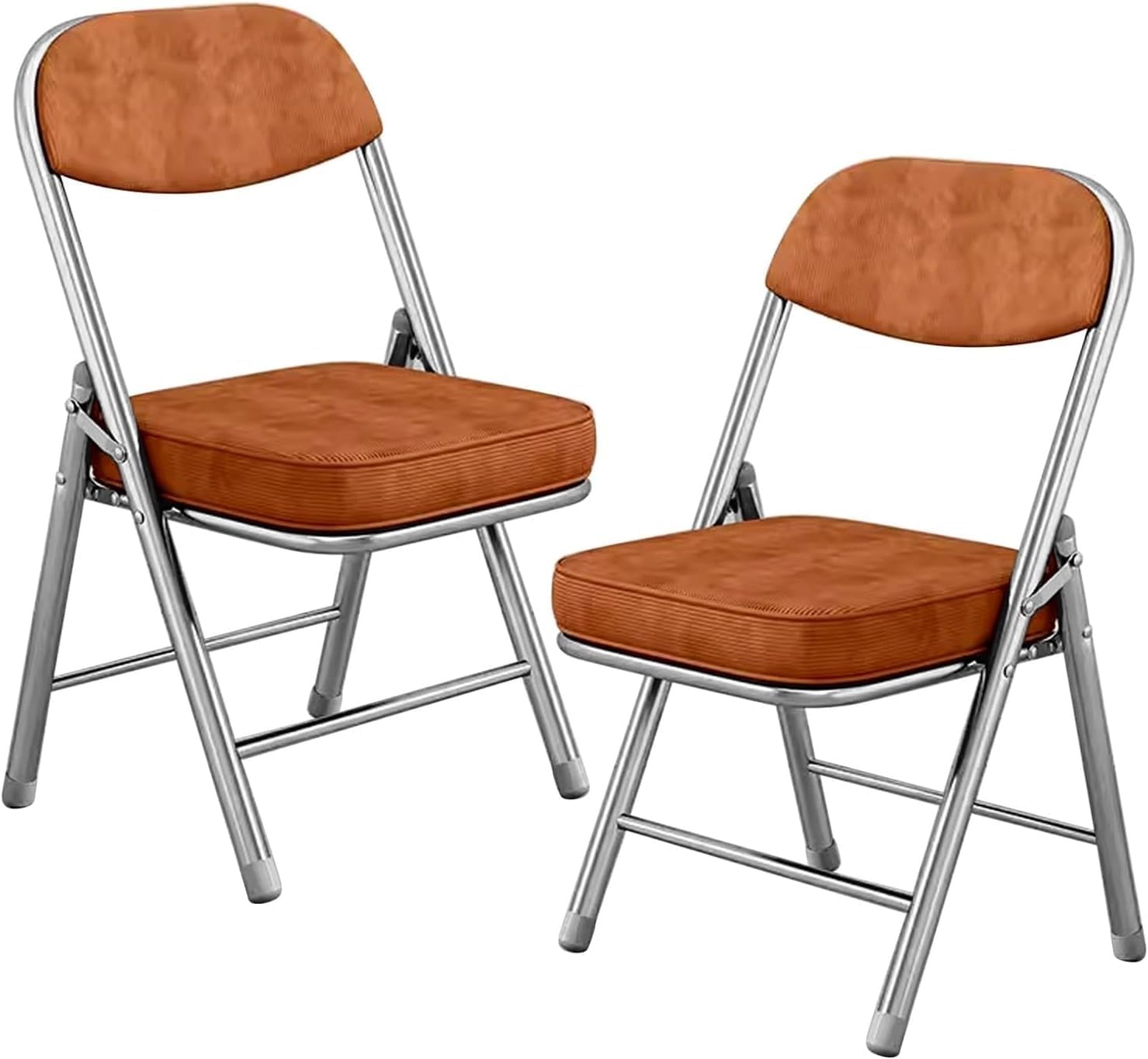 Portable Metal Fabric Padded Folding Chairs for Home, Outdoor, and Office Use with Contoured Backrest,(Red)
