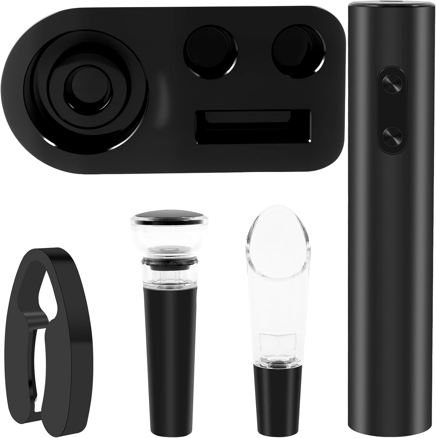 Electric Wine Bottle Opener Set with Stand Foil Cutter,Wine Pourer Vacuum Stopper,Efficient Wine Bottle Opener,Practical Wine Corkscrew Set for Home Party Bar Outdoor