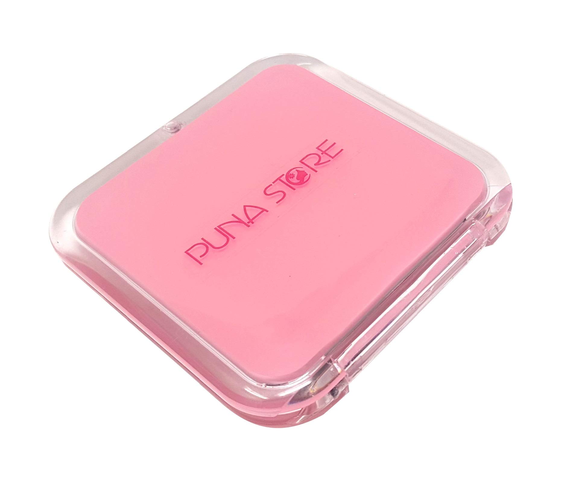Puna Store 2X Magnifying Two Side Pocket Cosmetic Mirror, Rectangular (Light Pink, ABS)