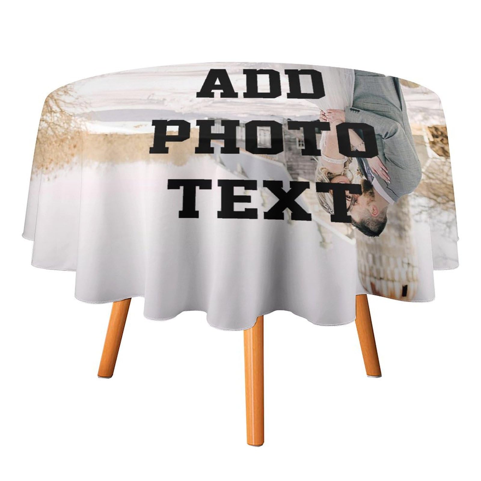 Custom Logo/Text/Photo Round Tablecloth Washable Personalized Cover Ideal for Indoor Dining Party Decor 70"x70"