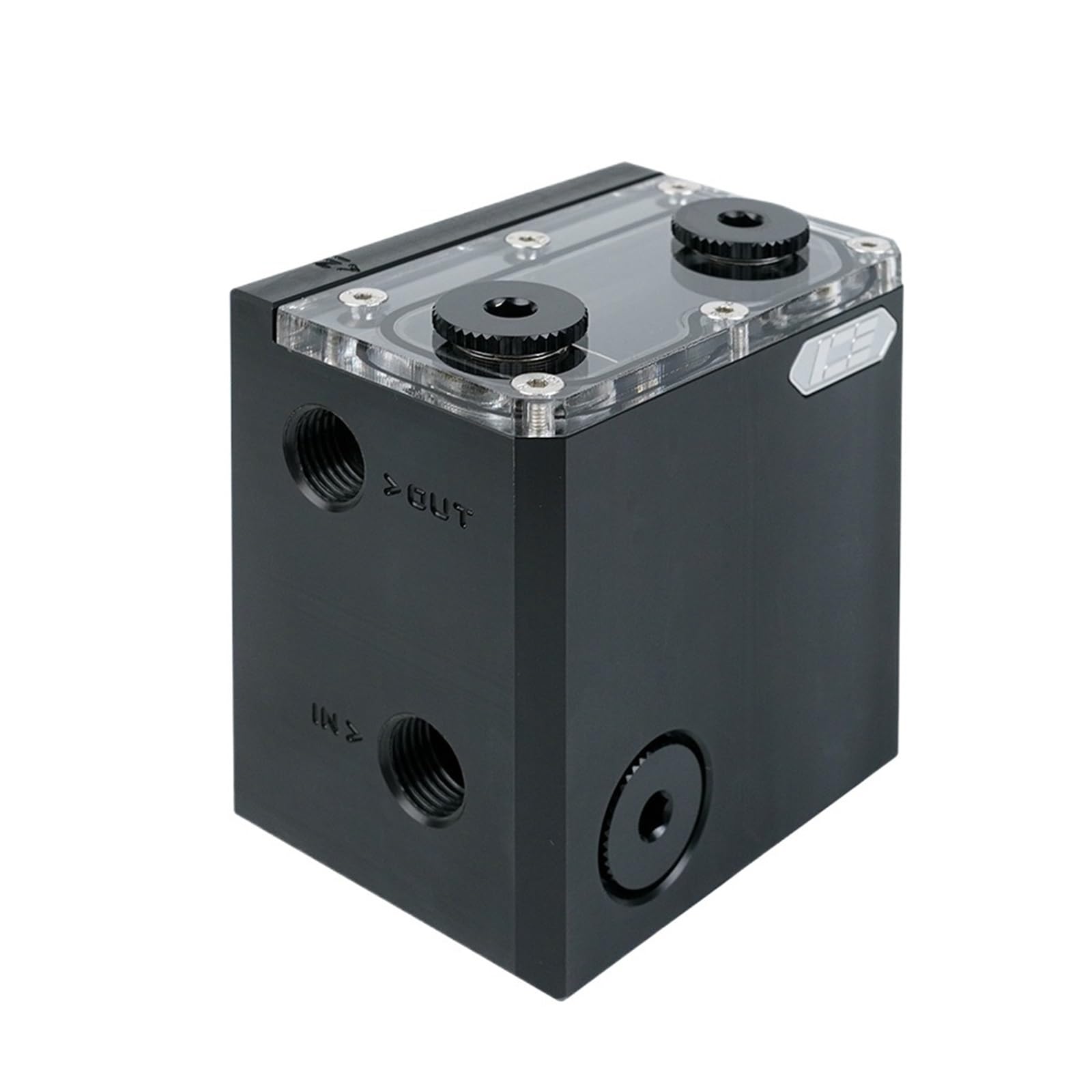 1 Uds G1/4 "2U servidor D5 depósito for refrigeración por agua de bucle líquido, tanque de agua pequeño, POM negro, ICE-2UD5R(With Lowara D5 Pump)