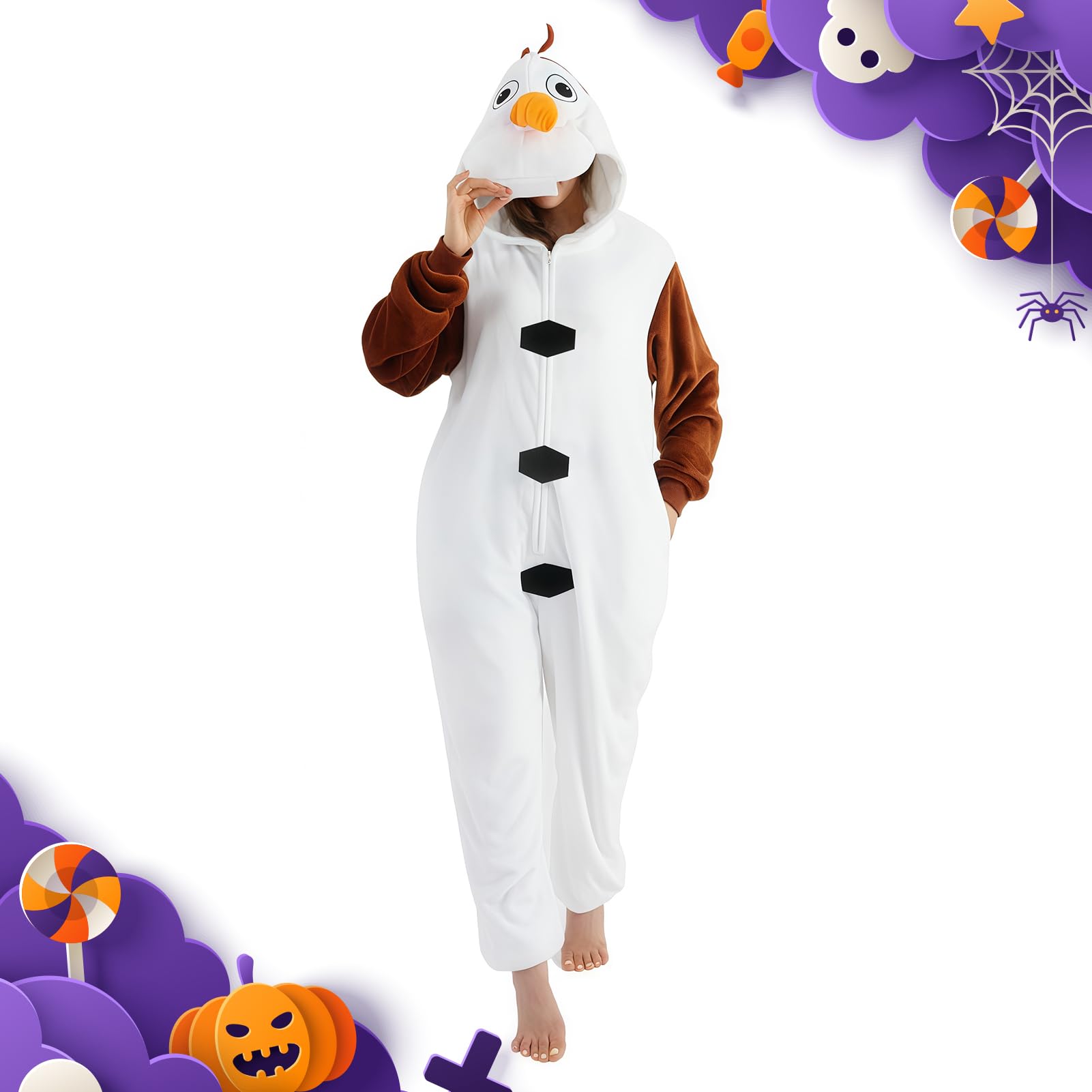 ressber Combinaison pyjama une pièce unisexe pour adulte, costume d'Halloween, vêtements de nuit de Noël